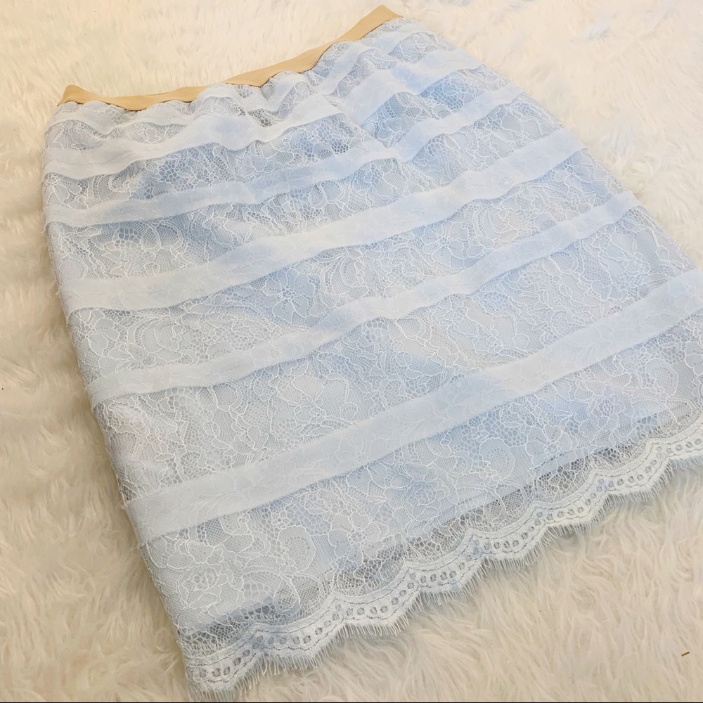 BCBGMaxazria Jocelyn blue lace pencil skirt NWT S